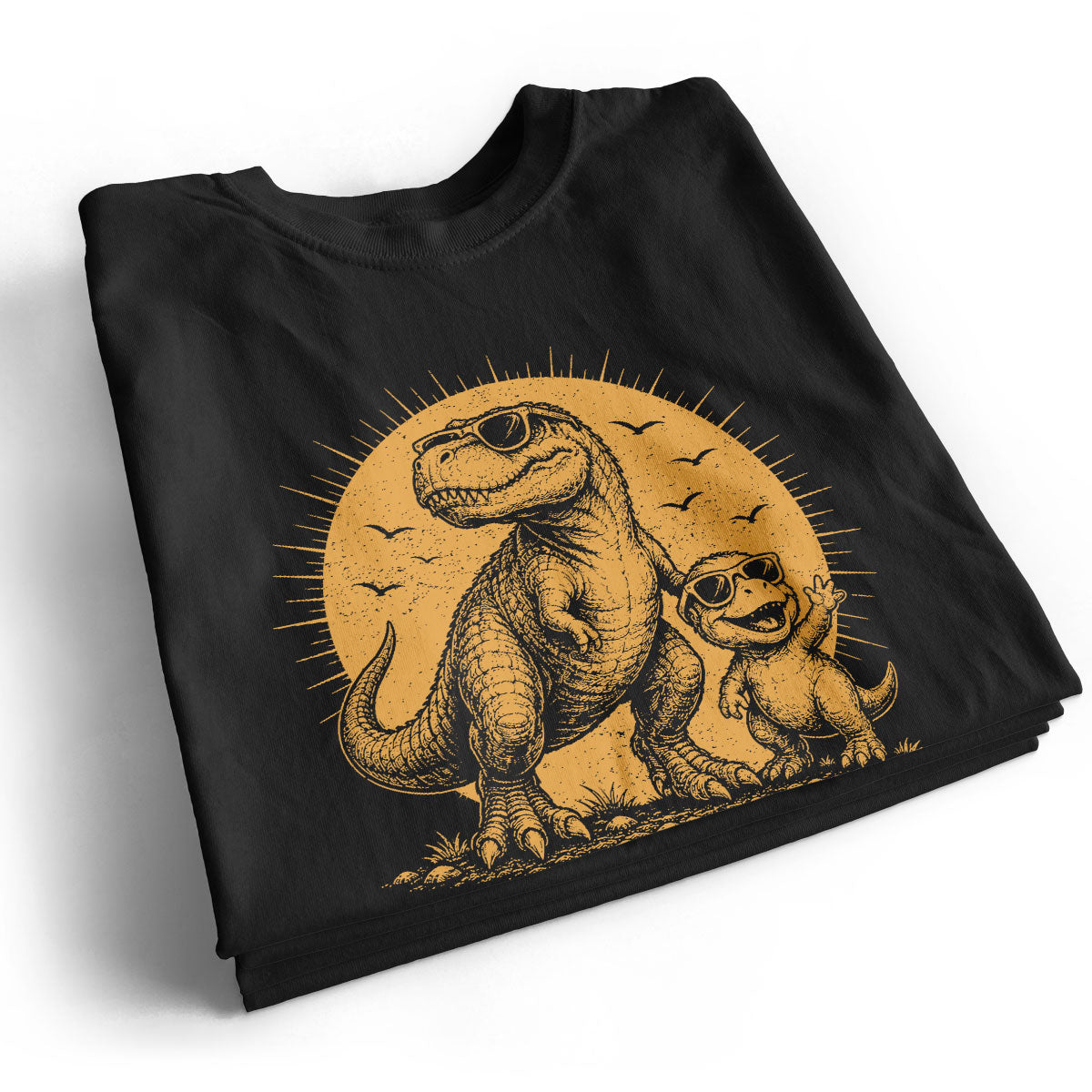 Retro Yellow Vintage Daddysaurus - Personalized Shirt - Funny Father's Day Gift For Dad, Husband