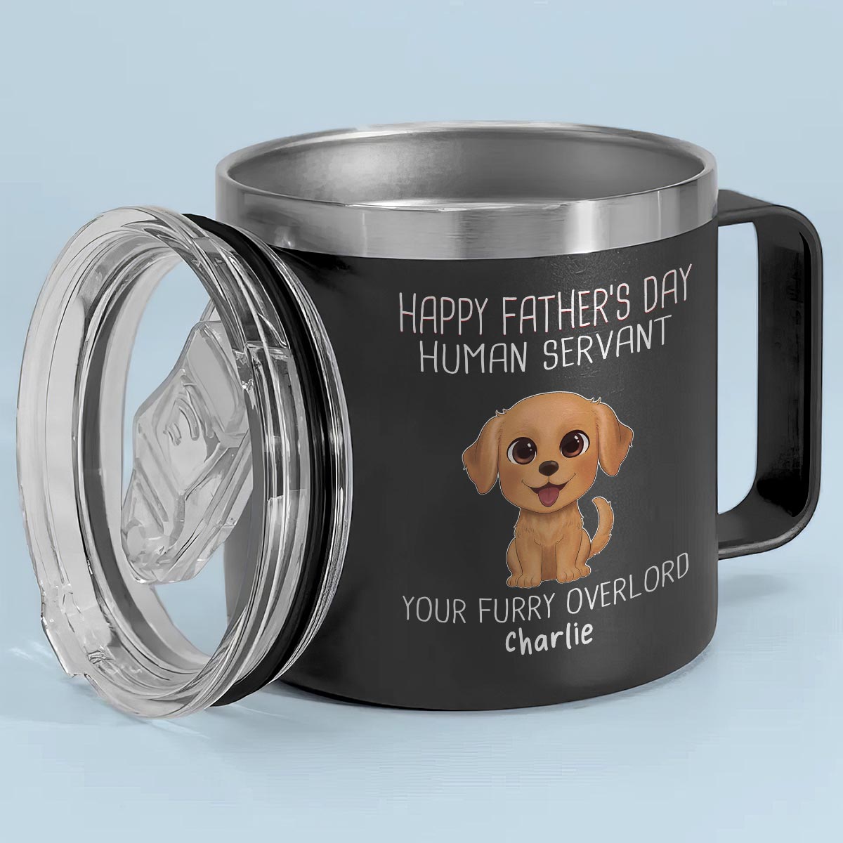 Happy Mother's Father's Day Day Human Servant Watercolor Cute Dogs Personalized Stainless Steel Tumbler With Handle