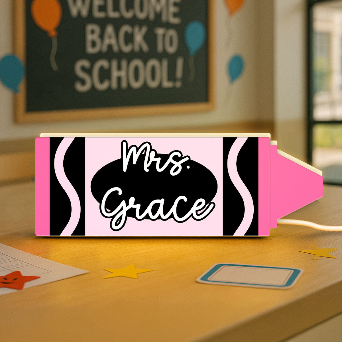 Teacher Crayon Personalized Light Box, Teacher Appreciation Gift, Back To School Gift