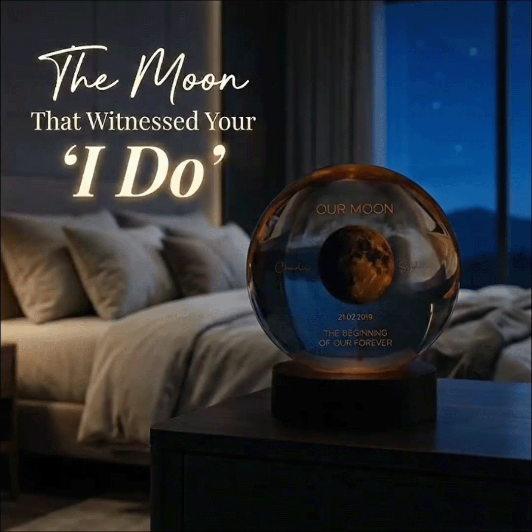 Our Moon Special Date, Custom Moon Phase by Date - Personalized Crystal Ball Night Light - Heartfelt Anniversary Gift for her, for him