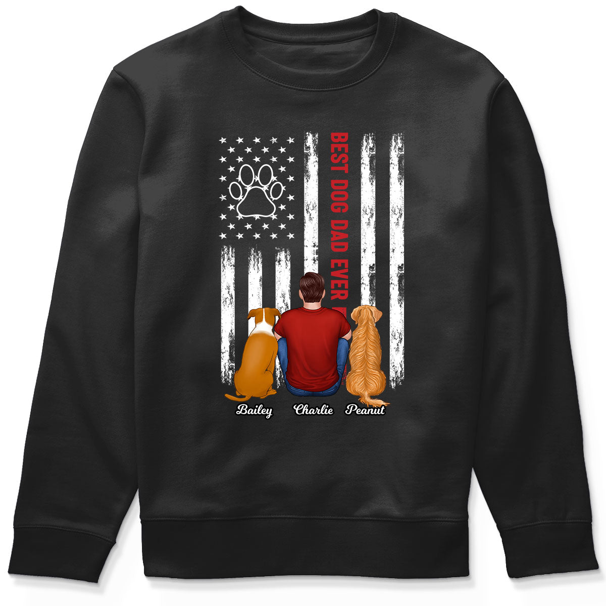 American Best Dog Cat Dad Ever Back View Personalized Shirt