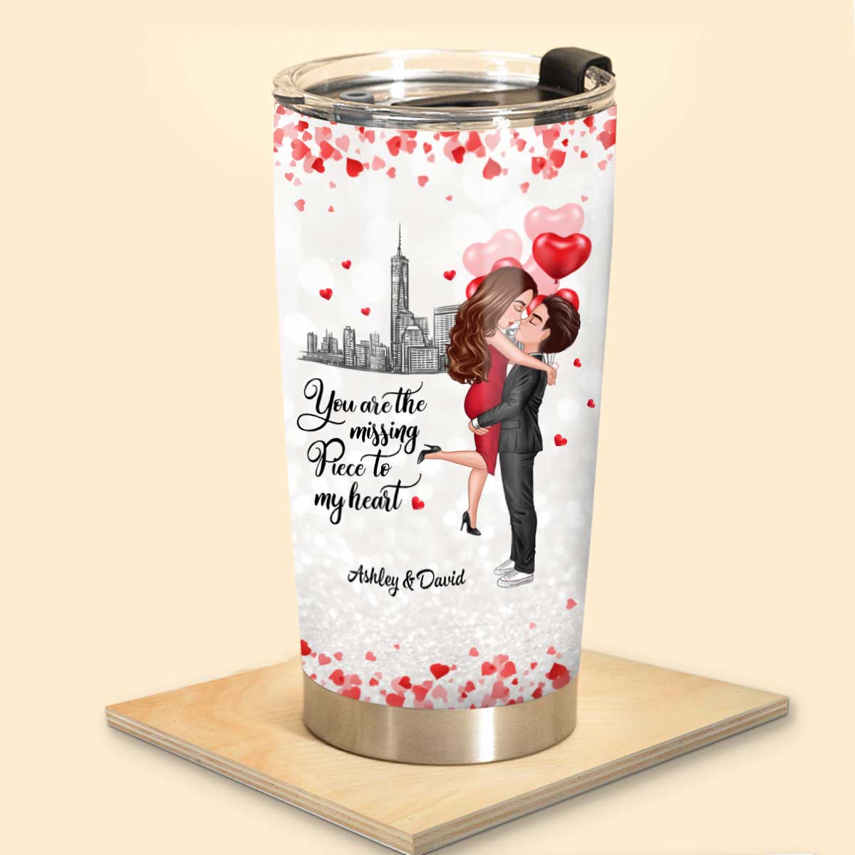The Missing Piece To My Heart Couple Personalized Tumbler