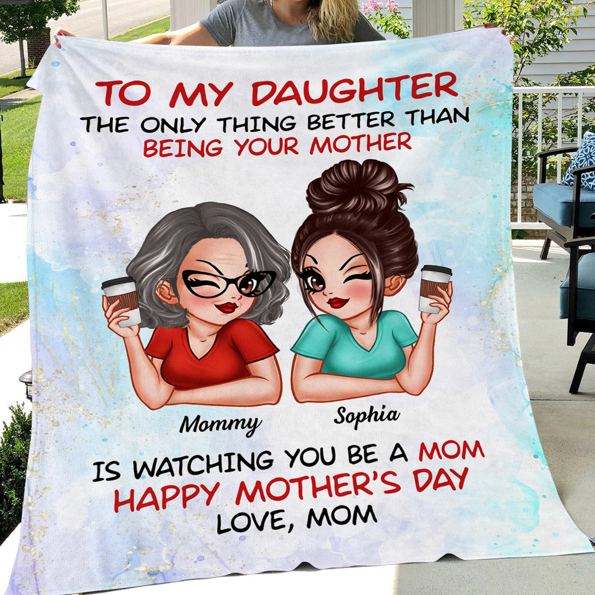 To My Daughter Happy Mother‘s Day Personalized Fleece Blanket