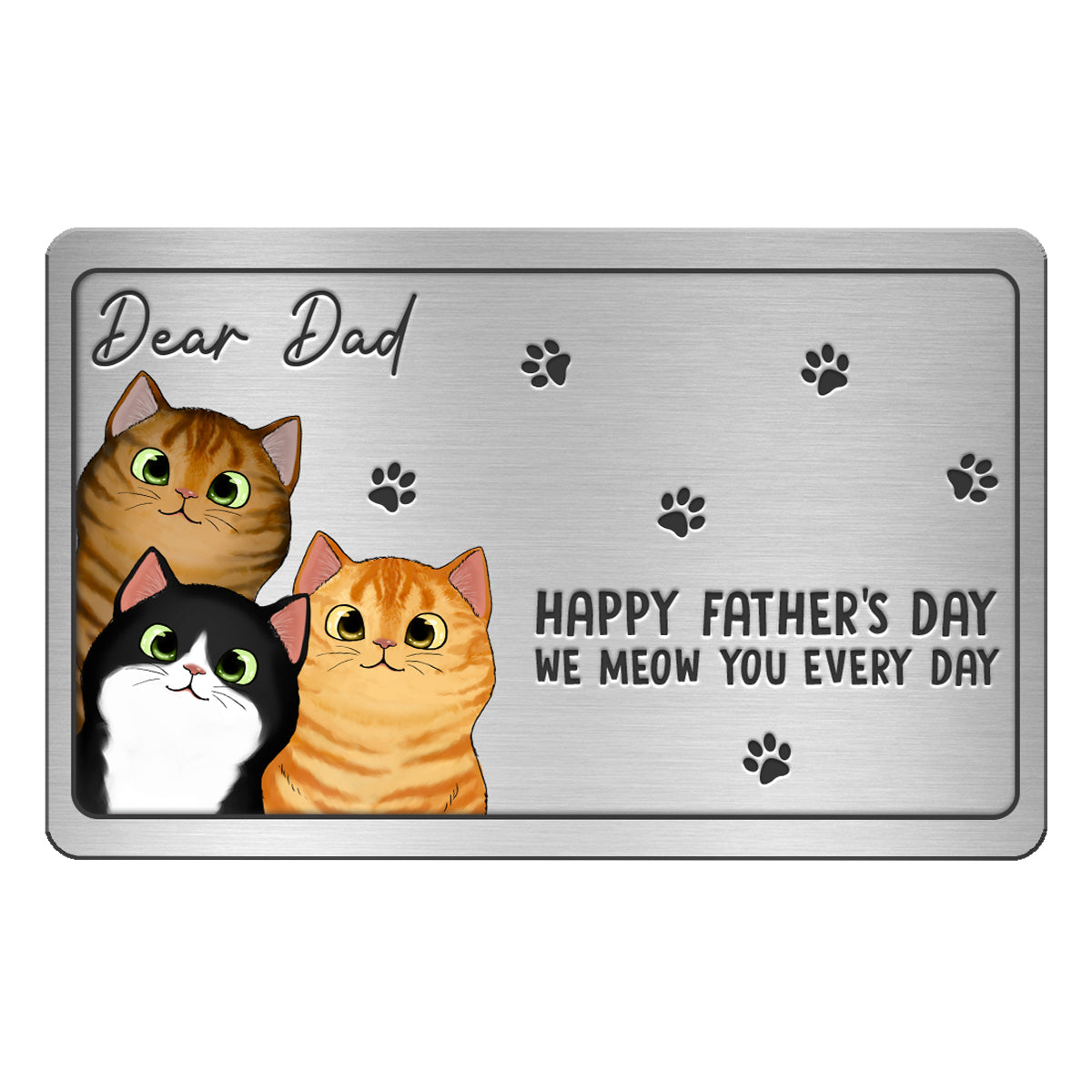 Happy Father‘s Day Fluffy Cats Personalized Metal Wallet Card
