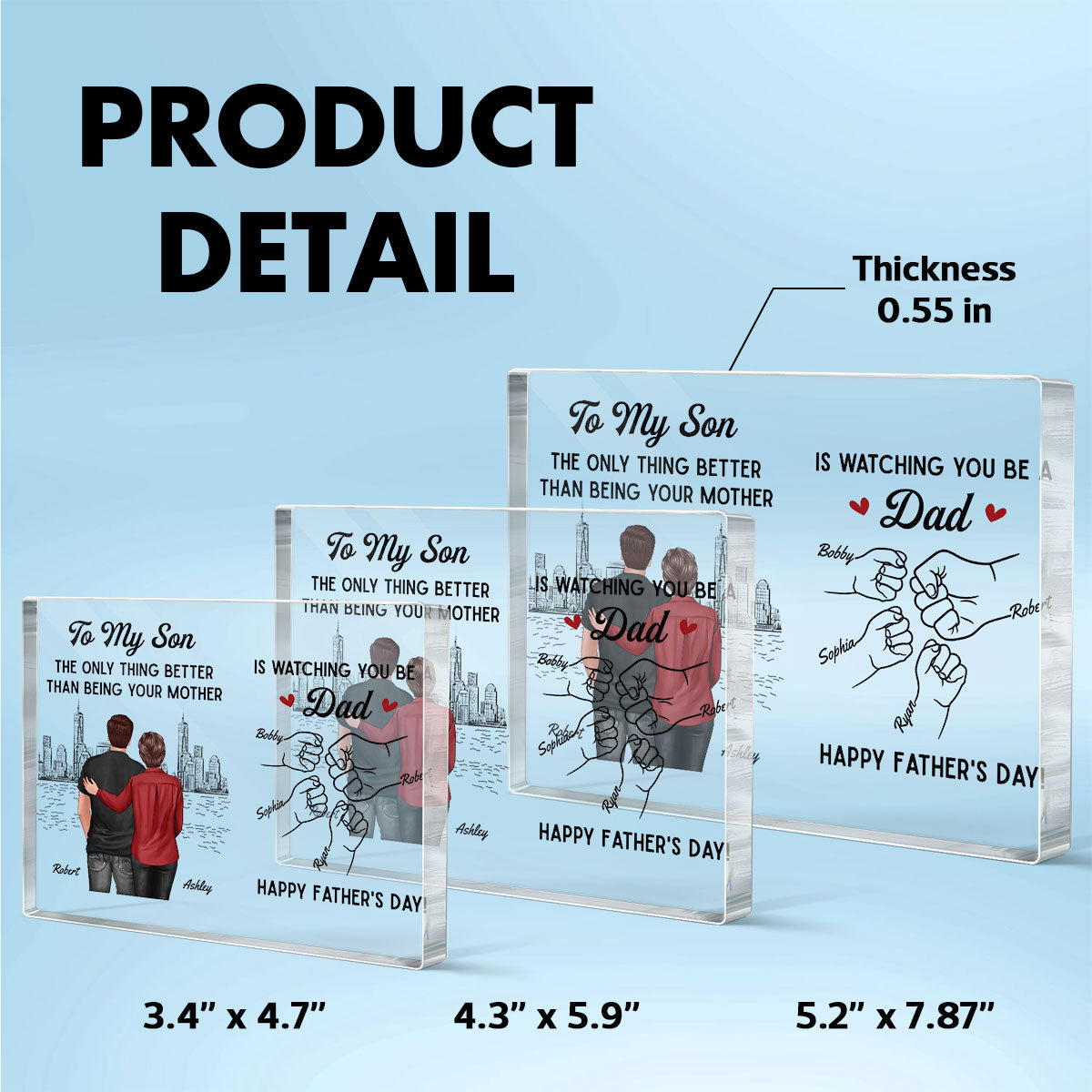 From Mom To Son Watching You Be A Dad Personalized Acrylic Block Plaque, Gift For Son
