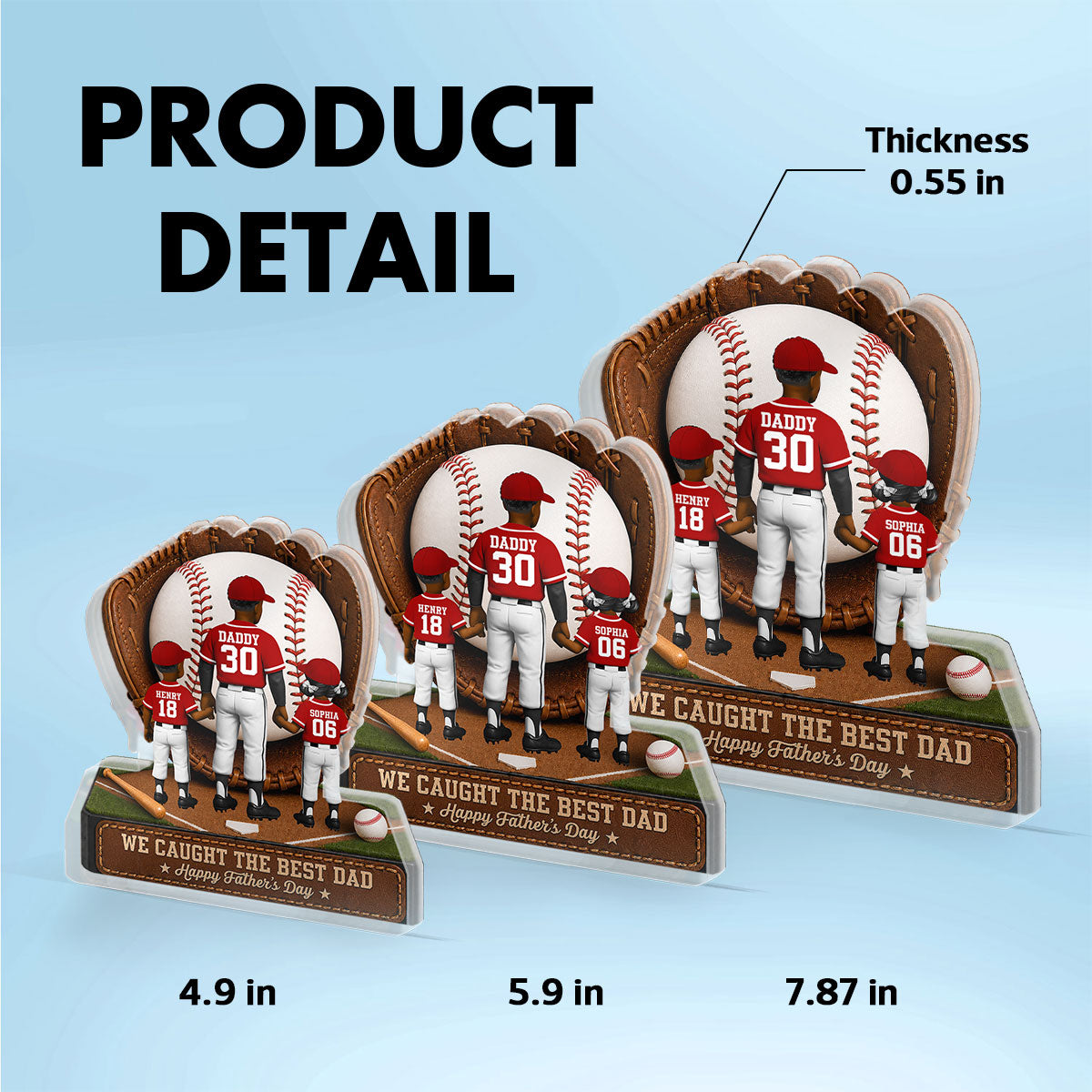 Baseball Dad Legend We Caught The Best Dad - Personalized Acrylic Block Plaque - Father's Day Gift For Dad