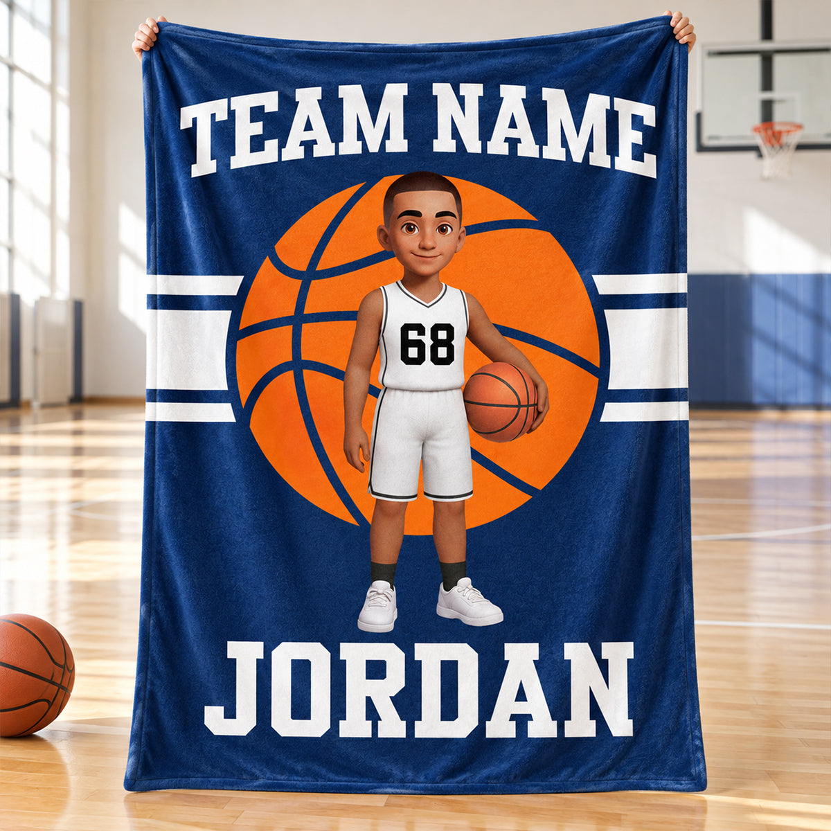 Basketball Girl Boy Player Custom Name And Team Name - Personalized Fleece Blanket - Christmas Gift For Basketball Players, Basketball Lovers, Granddaughter, Daughter, Grandson, Son