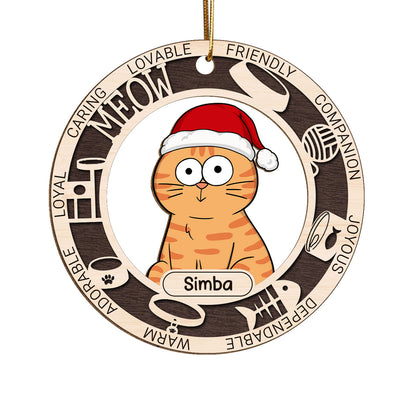 Lovable Friendly Companion Funny Cat Personalized Wooden Ornament