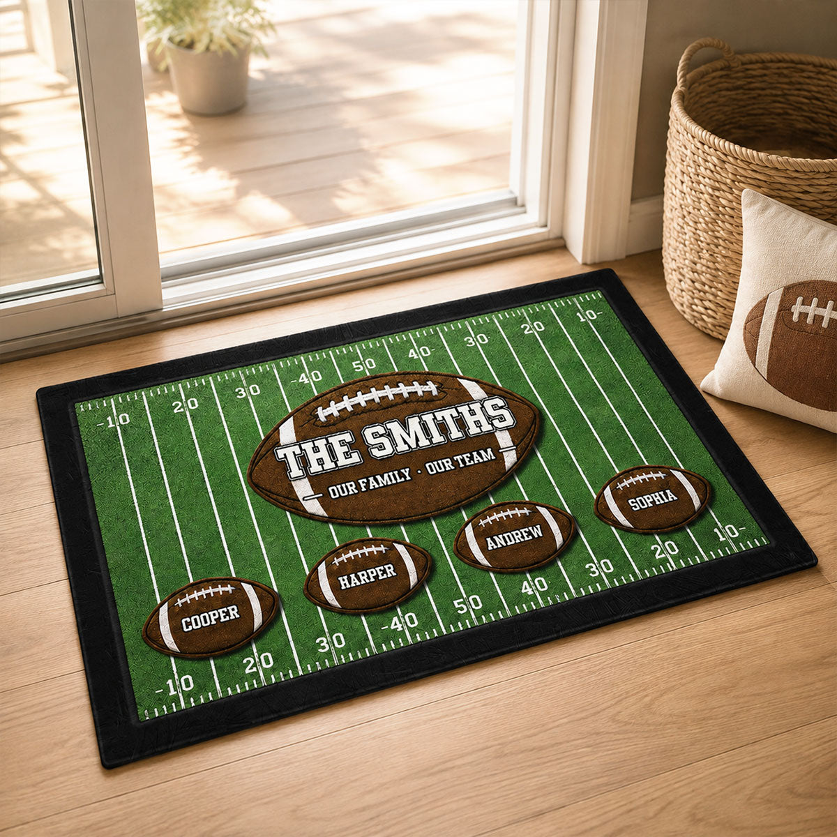 Our Family Our Team Football - Personalized Doormat - Gift for Football Families