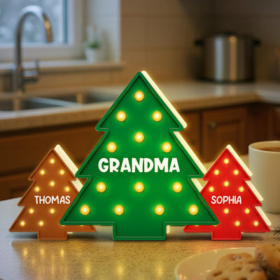Christmas Tree Grandma Grandkids Christmas Personalized LED Light Box