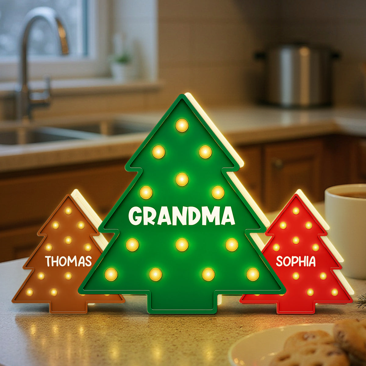 Christmas Tree Grandma Grandkids Christmas Personalized LED Light Box