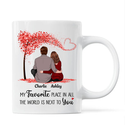 Couple Sitting Back View Personalized Mug - Valentine‘s Day Gift - Anniversary Gift For Him - Gift For Her