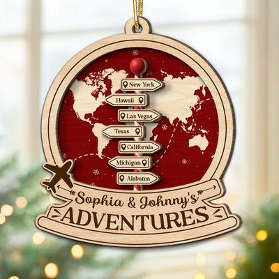 Couple Travel Destination In 2025 - Personalized Wooden Ornament - Unique Christmas Gift For Him, For Her, For Couple