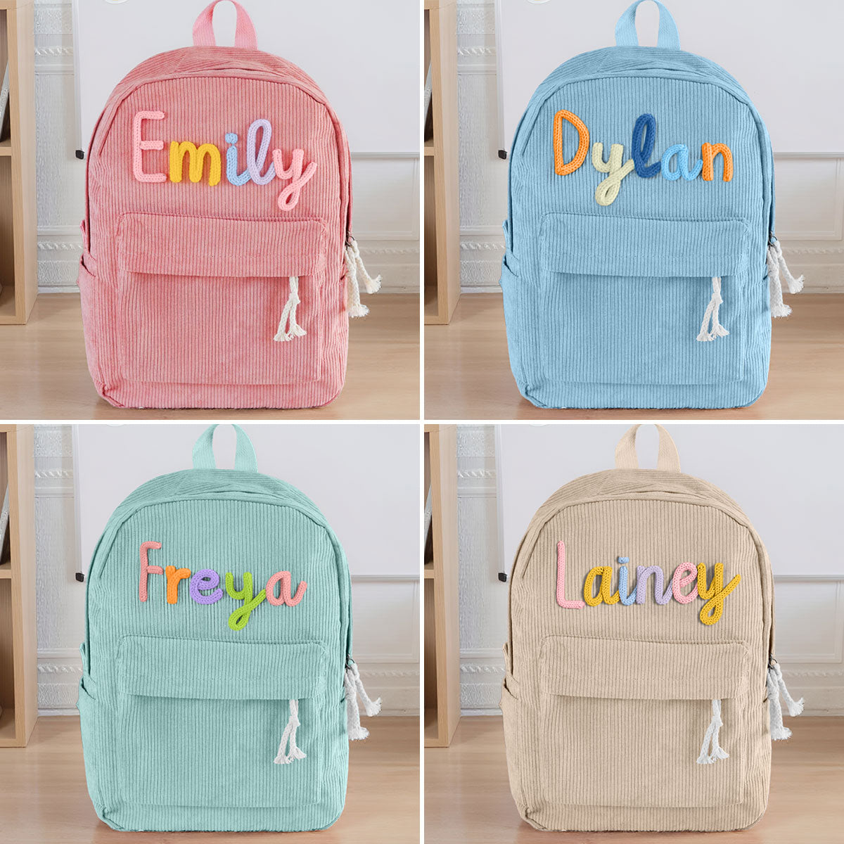 Custom Kid Name Pastel Color Personalized Backpack