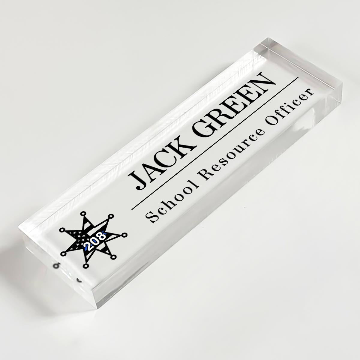 Police Thin Blue Line Personalized Personalized Acrylic Desk Name Plate, Office Decor, Appreciation Gift