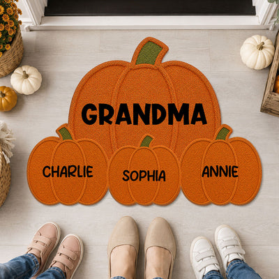 Fall Season Grandma Grandpa's Little Pumpkins - Personalized Doormat - Gift For Grandma