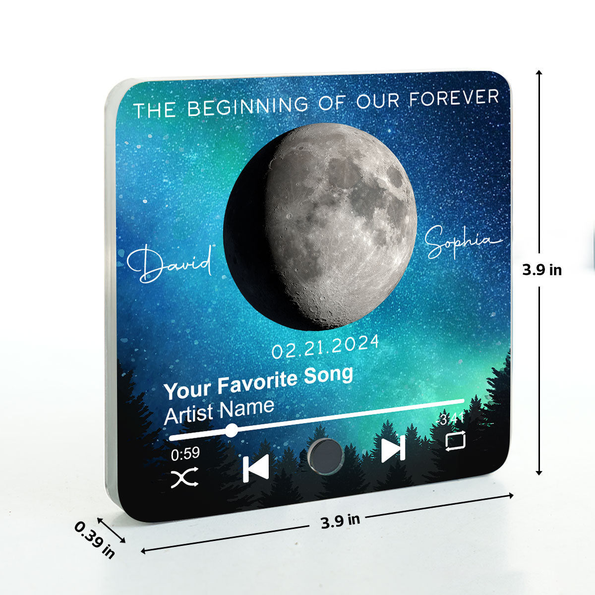 Our Moon Couple Gift Moon Phase Art Wedding Anniversary Gift For Him Gift For Her Personalized Music Fridge Magnet