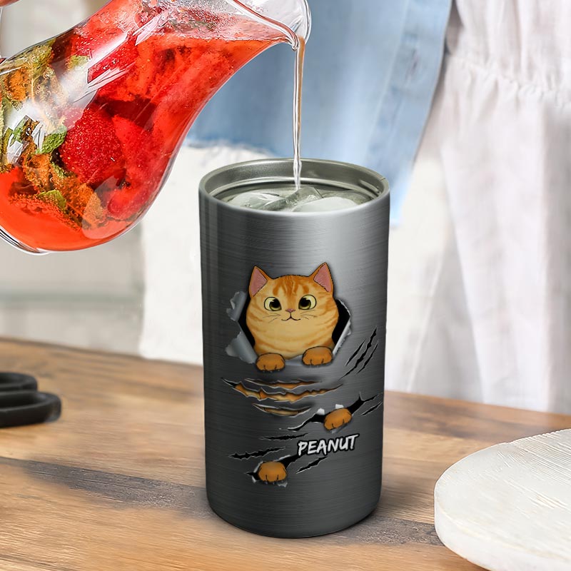 Cats Metal Scratch Tumbler Personalized 4 In 1 Can Cooler - Fits Most 12oz Cans - Christmas Gift For Cat Mom Cat Dad