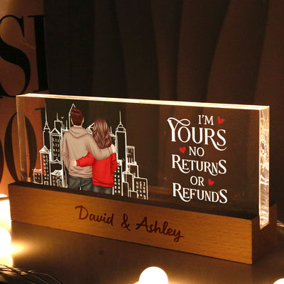 Couple Outline Skyline Personalized Romantic Couple Gift, Custom LED Night Light