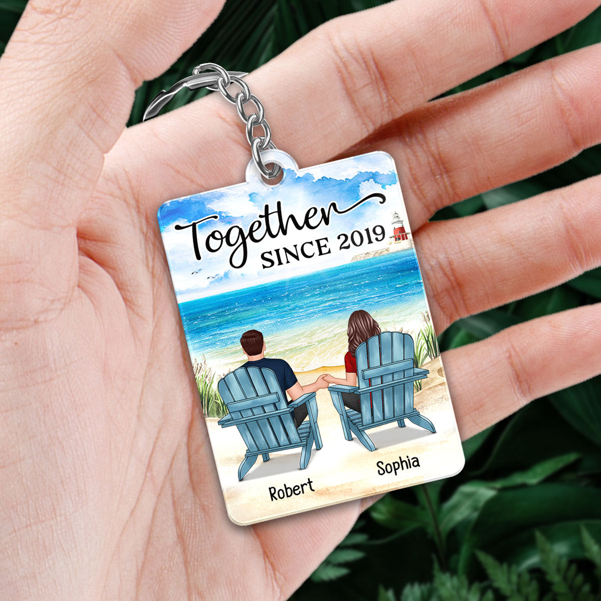 Couple Back View At Beach Favorite Song Scannable QR Code Personalized Acrylic Keychain