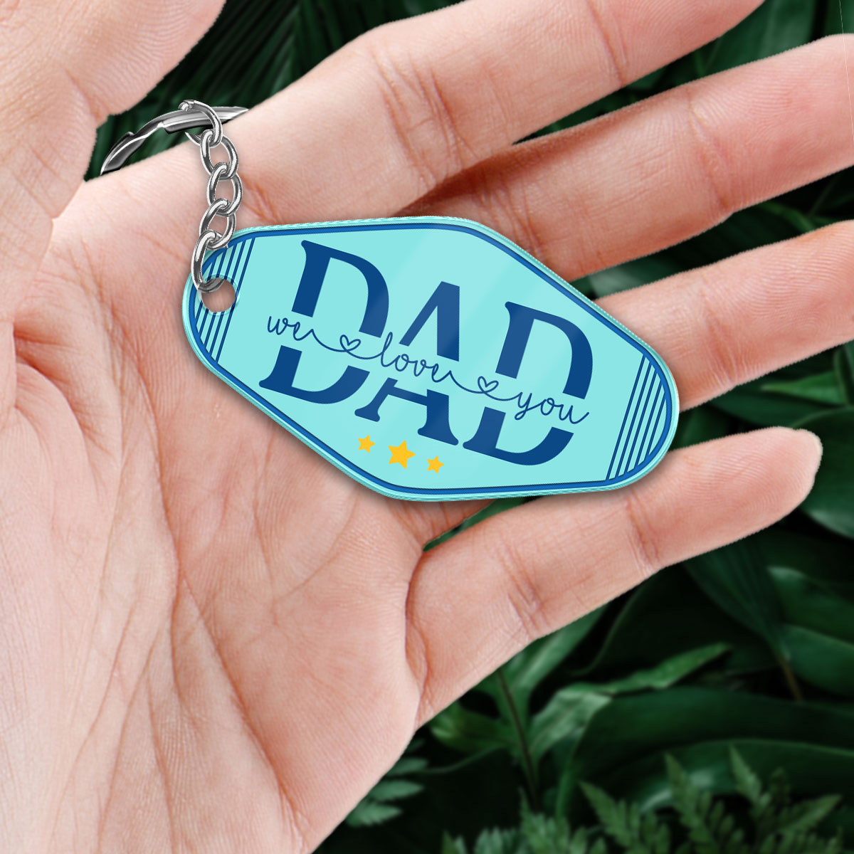 Best Dad Ever Back View Man Kids Dog Cat Summer Theme Personalized Rhombus Shaped Acrylic Keychain