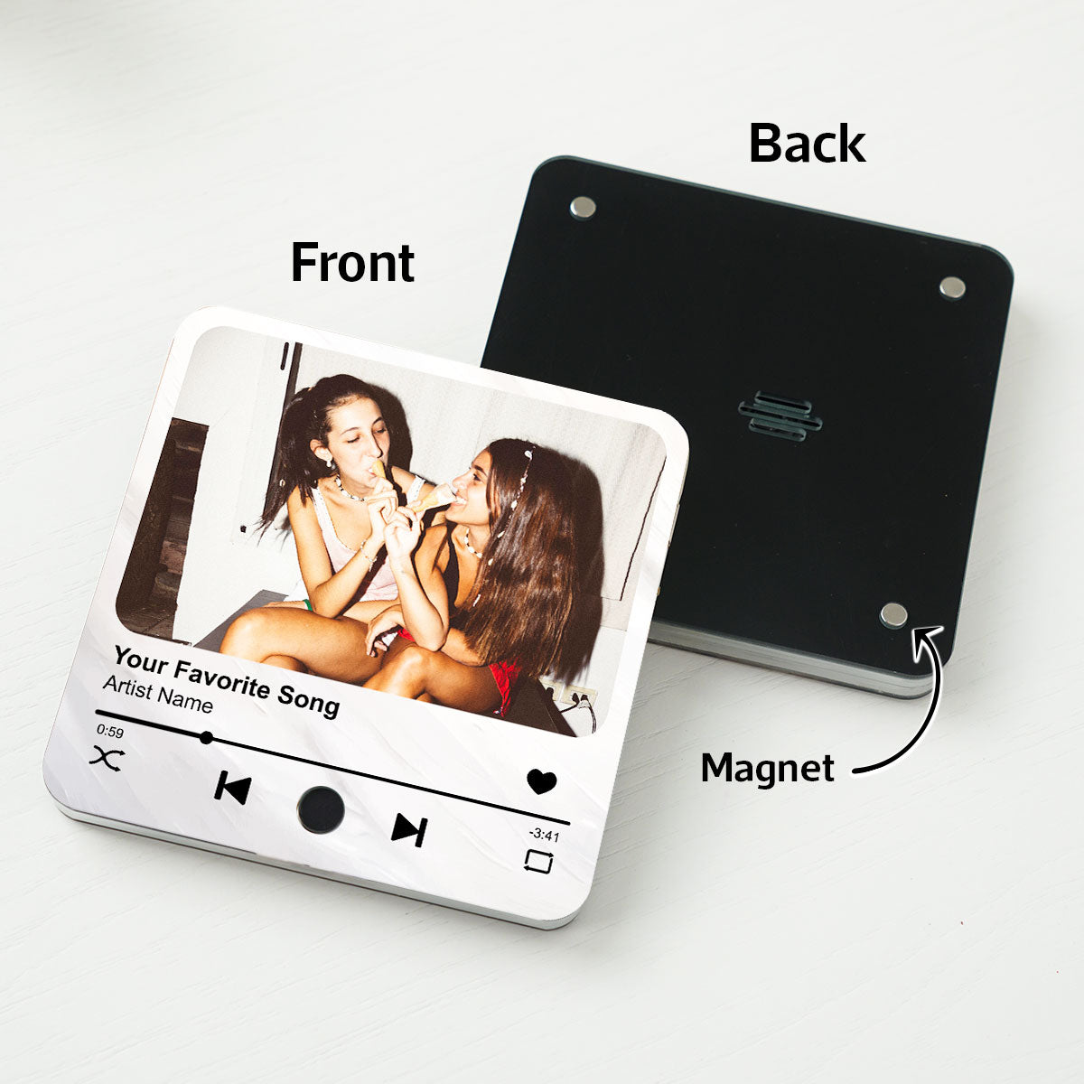 Best Friends Besties Custom Photo Friendship Song Personalized Music Fridge Magnet