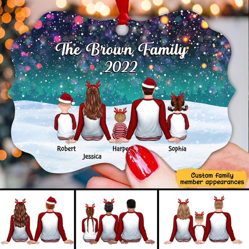 Family Snow Sparkling Personalized Christmas Ornament