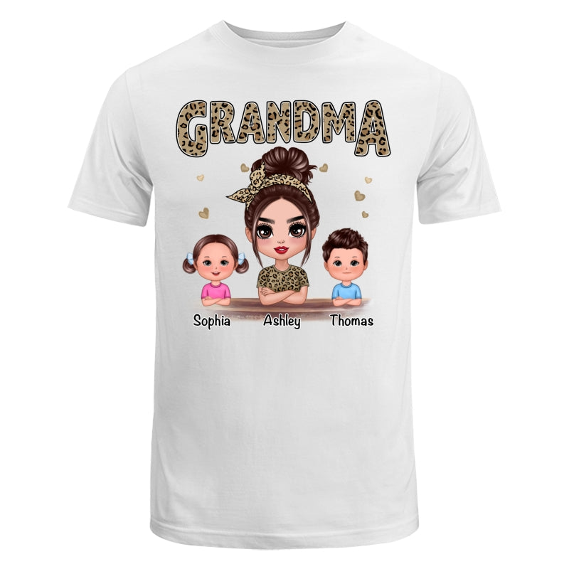 Leopard Shirt Doll Grandma Grandkids Personalized Shirt
