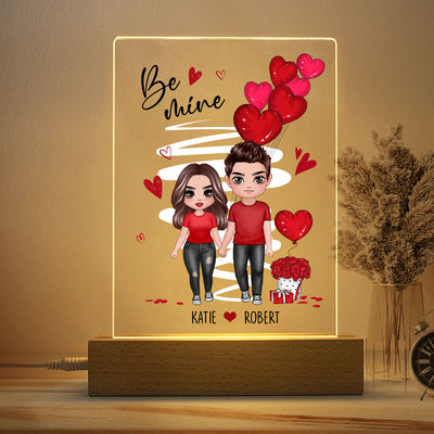 Be Mine Doll Couple Standing Personalized Plaque LED Night Light - Gift For Him Gift For Her