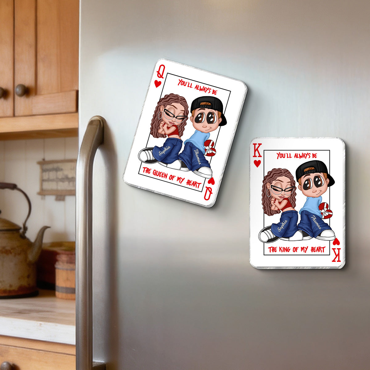 You're King/Queen Of My Heart Y2K Couple - Personalized Acrylic Fridge Magnet - Valentine's Day Gift, Anniversary Gift For Him, For Her