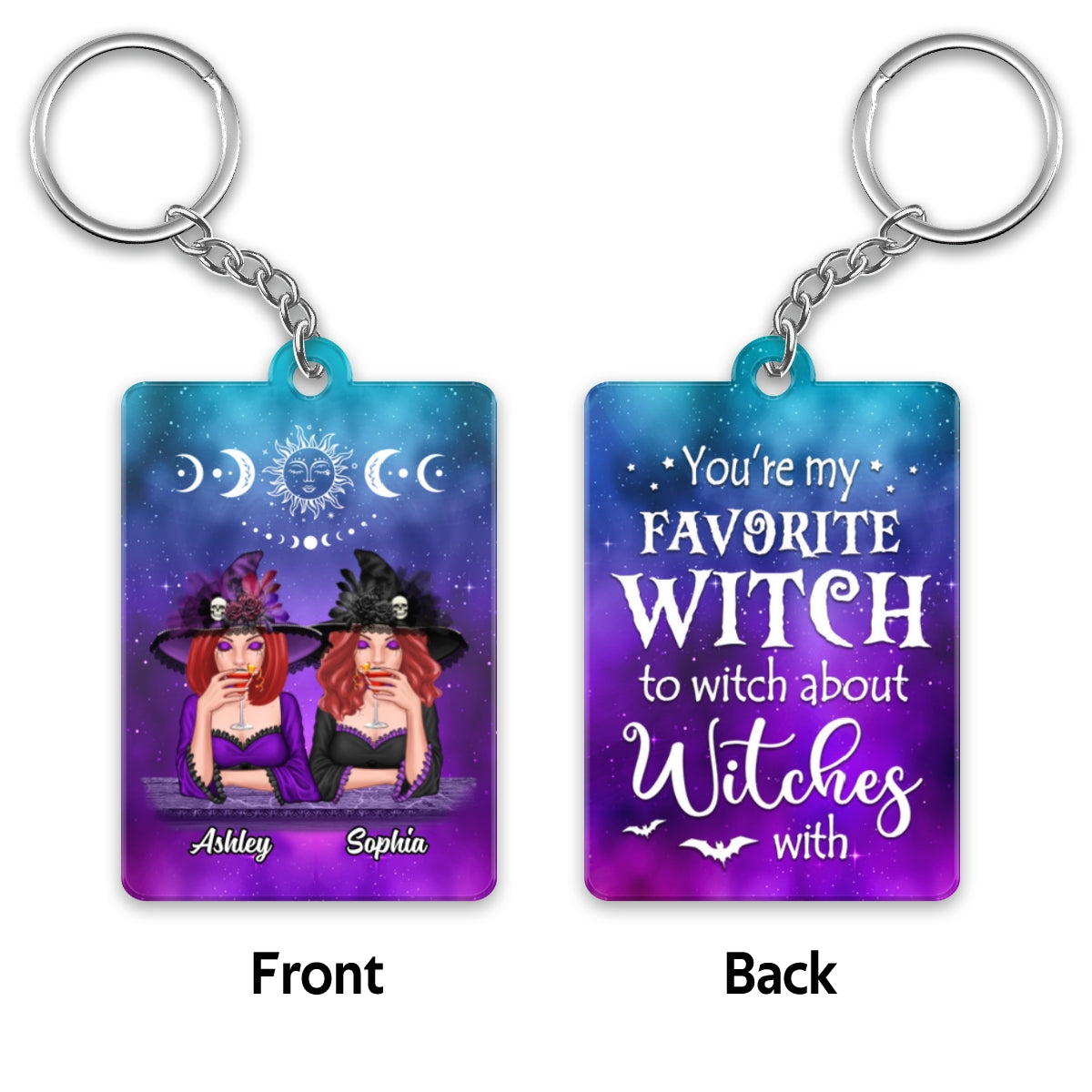 Galaxy Halloween Besties Sisters Personalized Acrylic Keychain