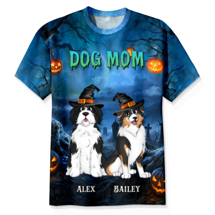 Dog Mom Halloween Night Theme Personalized Shirt, Pawfect Costume for Dog Lover