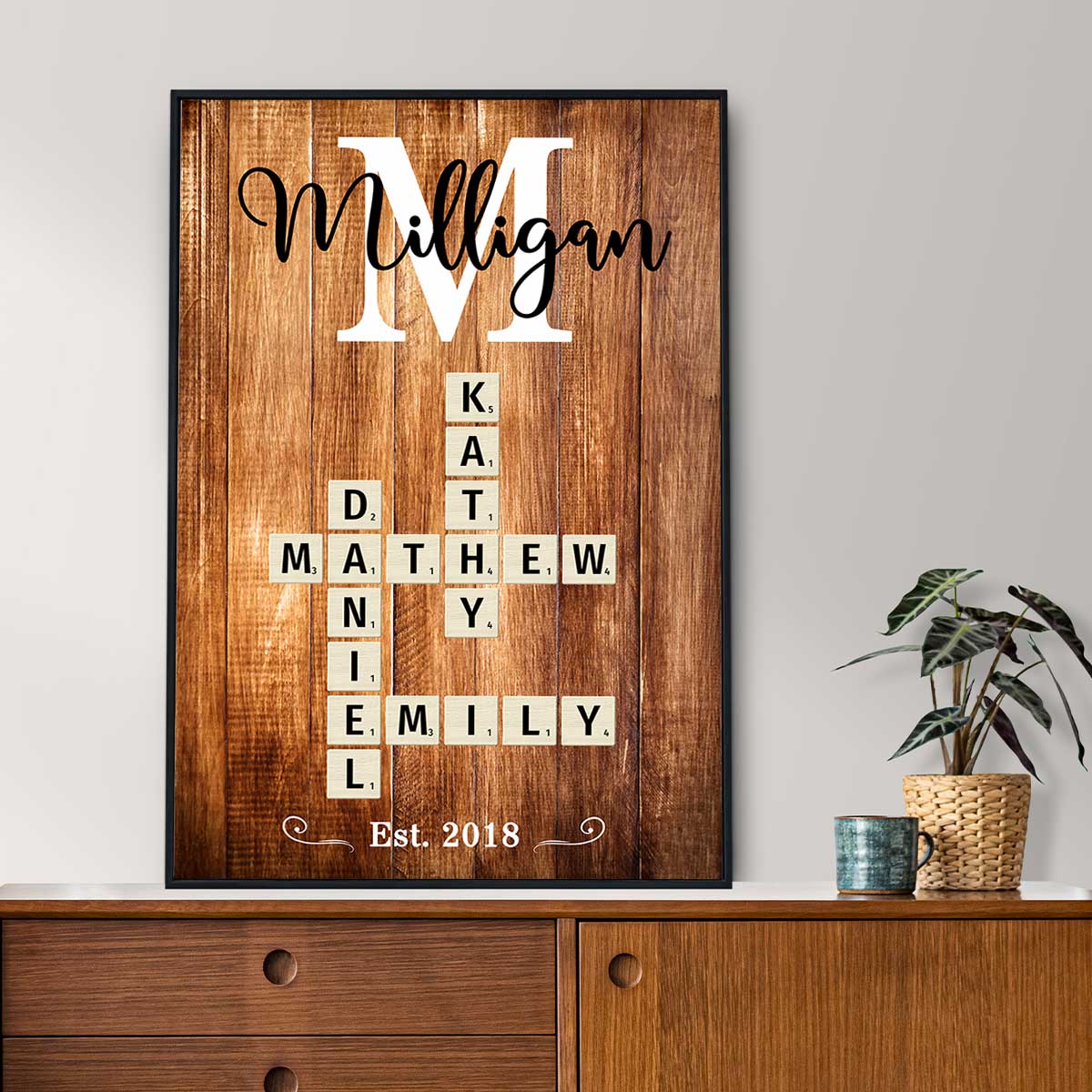 Family Name Crossword Puzzle Art - Personalized Poster - Gift For Dad, Gift For Husband, Gift For Grandpa