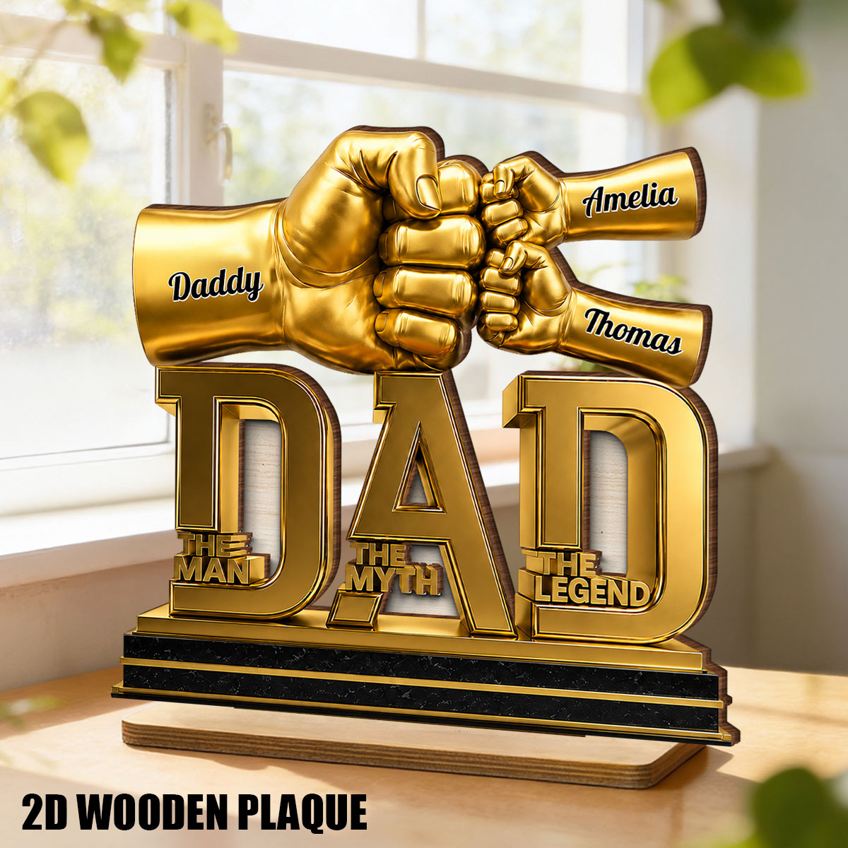 Dad The Man The Myth The Legend - Personalized 2-Layered Wooden Plaque - Father's Day Gift for Dad, Husband