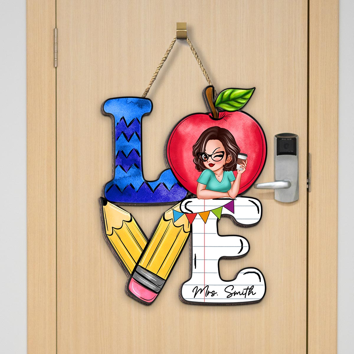 Stacked Love Teacher Personalized Wood Sign, Teacher Appreciation Gift, Classroom Decor, Welcome Back To School