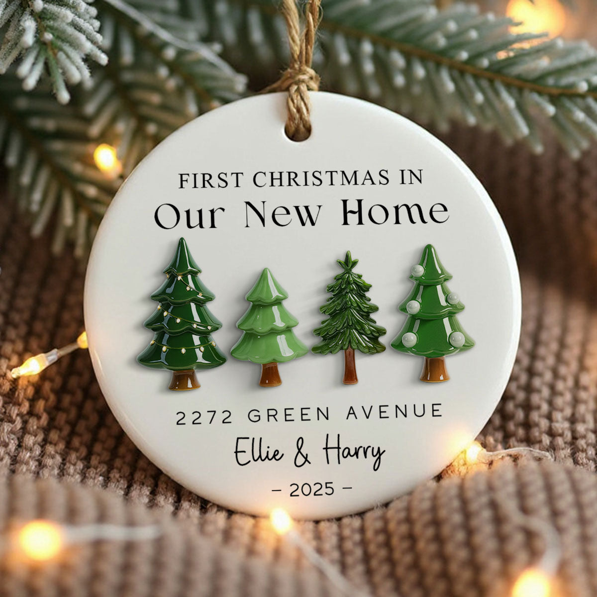 First Christmas In New Home 3D Effect - Personalized Ceramic Ornament - New Home Decor