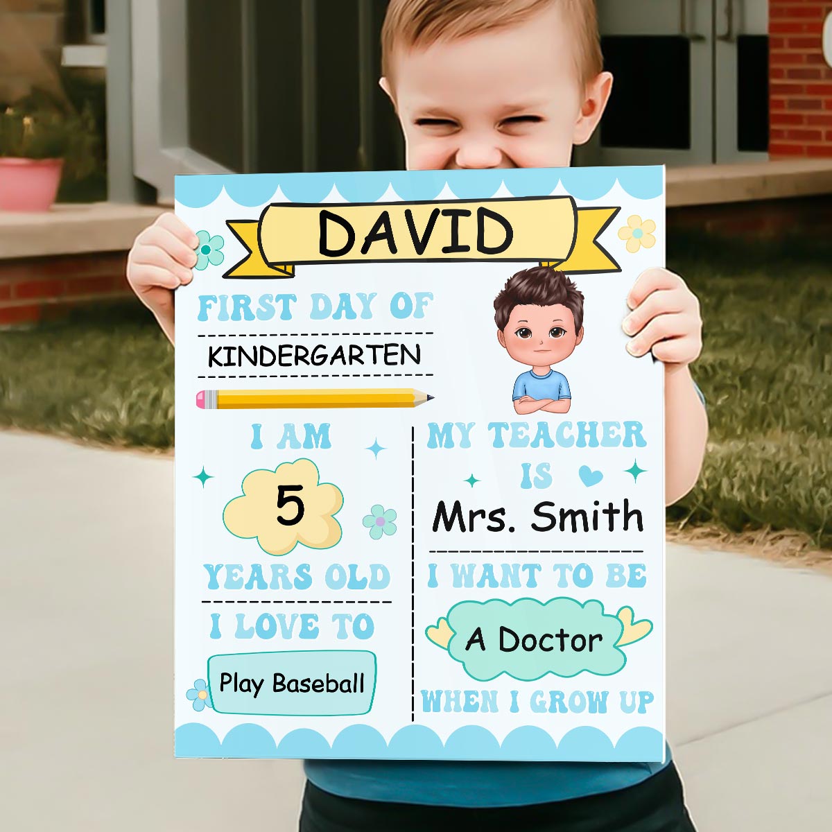 Groovy Style Acrylic First Day Of School Personalized Reusable Board Sign
