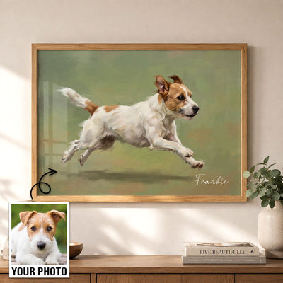 Dog with Zoomies From Your Pet Photo - Personalized Poster - Unique Pet Art Decor Gift For Dog Lover