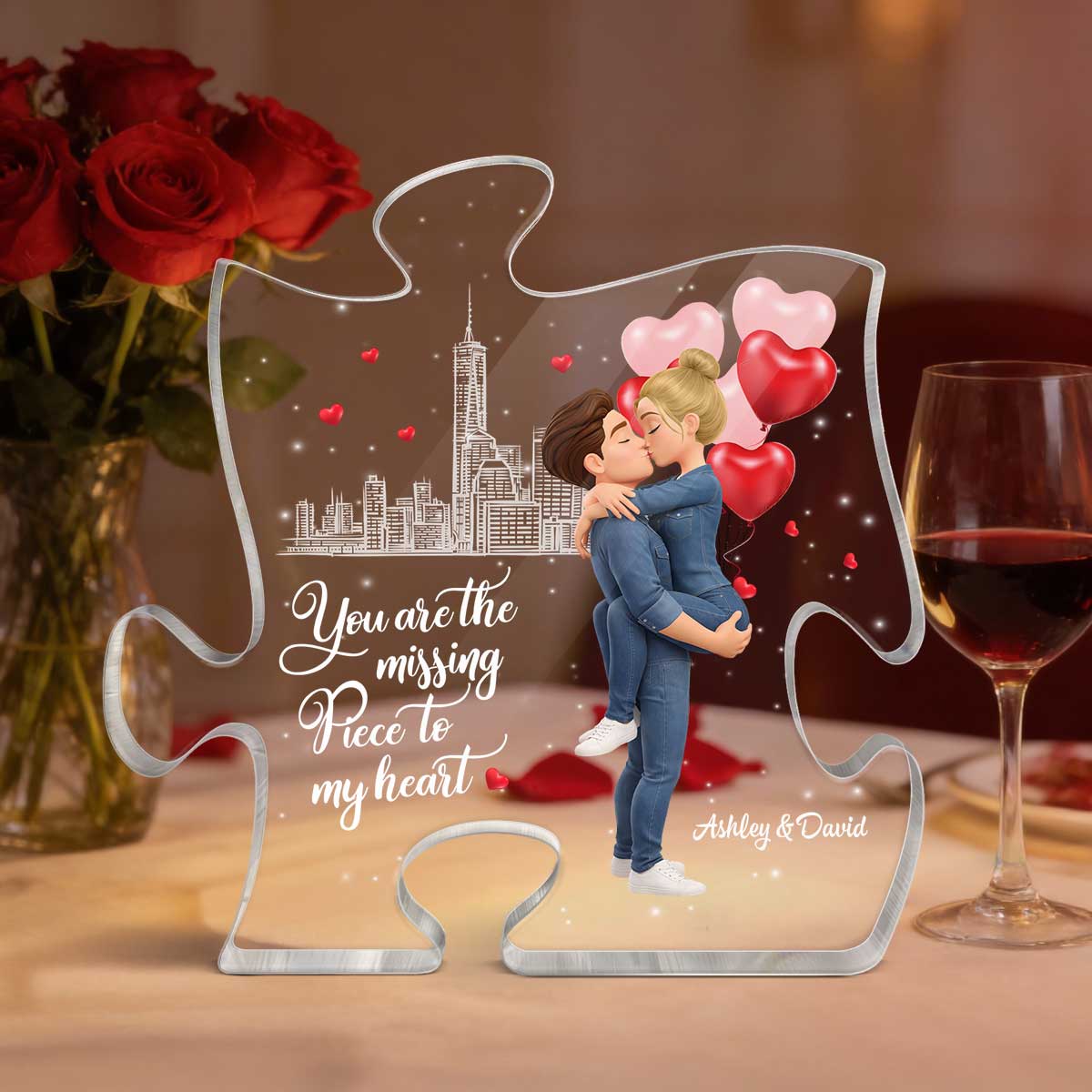 You Are The Missing Piece To My Heart - Personalized Acrylic Block Plaque - Anniversary, Valentine's Day Gift, Gift For Him, Gift For Her