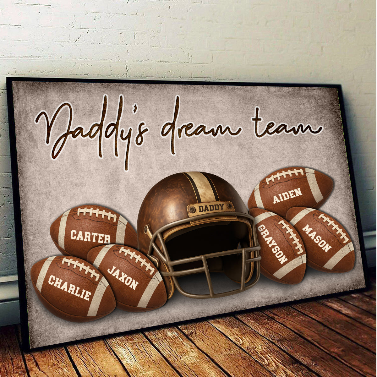 Football Dad Family Names Personalized Poster, Father's Day gift