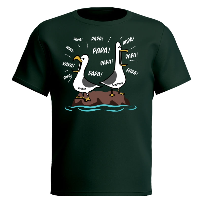 Mouettes Papa! Papa! Papa! – T-shirt Personnalisé – Cadeau Rigolo pour la Fête des Pères