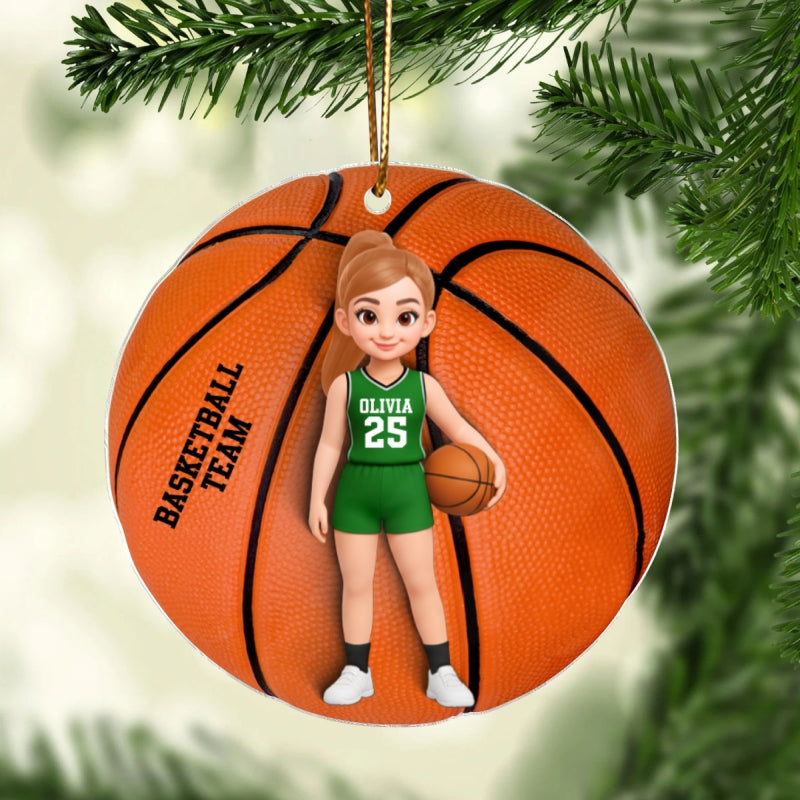 3D Effect Basketball Girl Boy - Personalized Acrylic Ornament - Christmas Gift For Teen Boy Teen Girl