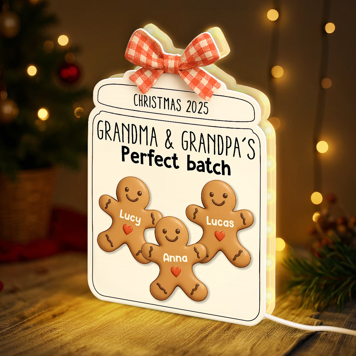 3D Effect Christmas Grandma Grandpa Perfect Batch Cookies - Personalized Light Box