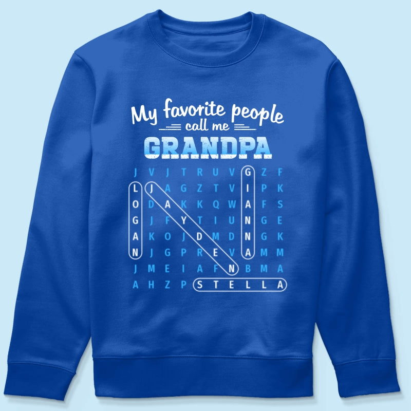 My Favorite People Call Me Grandpa Dad Word Search Puzzle - Personalized Shirt - Gift For Grandpa, Dad