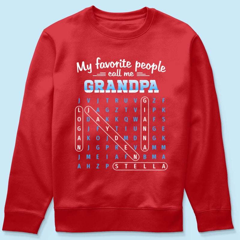 My Favorite People Call Me Grandpa Dad Word Search Puzzle - Personalized Shirt - Gift For Grandpa, Dad