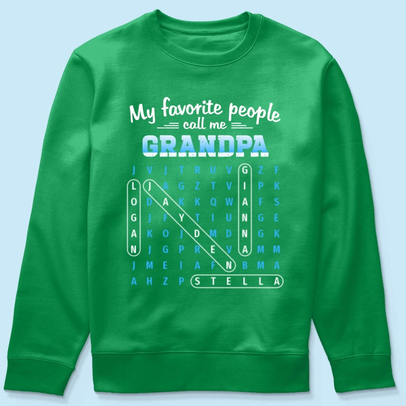My Favorite People Call Me Grandpa Dad Word Search Puzzle - Personalized Shirt - Gift For Grandpa, Dad