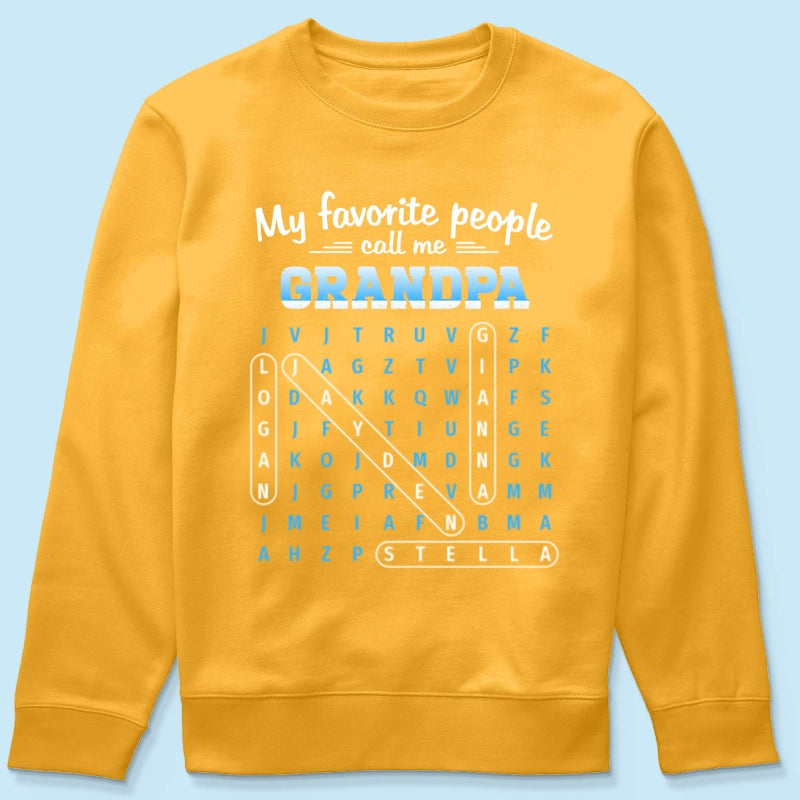 My Favorite People Call Me Grandpa Dad Word Search Puzzle - Personalized Shirt - Gift For Grandpa, Dad
