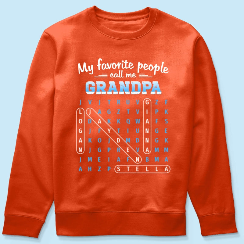 My Favorite People Call Me Grandpa Dad Word Search Puzzle - Personalized Shirt - Gift For Grandpa, Dad