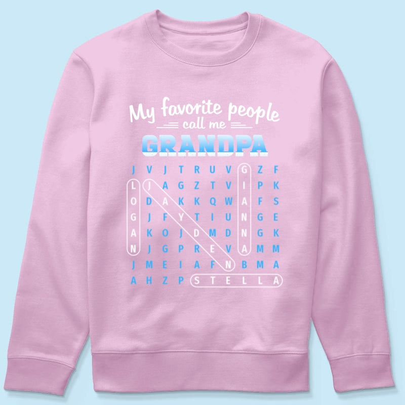 My Favorite People Call Me Grandpa Dad Word Search Puzzle - Personalized Shirt - Gift For Grandpa, Dad