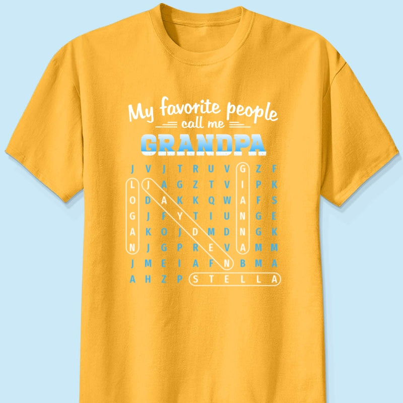 My Favorite People Call Me Grandpa Dad Word Search Puzzle - Personalized Shirt - Gift For Grandpa, Dad